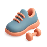 Tenis deportivo y mancuerna, icono 3D