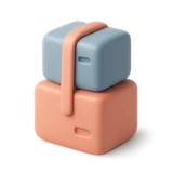 Cajas apiladas con correa de carga, icono 3D